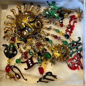 Rare Vintage "Lunch at the Ritz" Zodiac pin and earrings